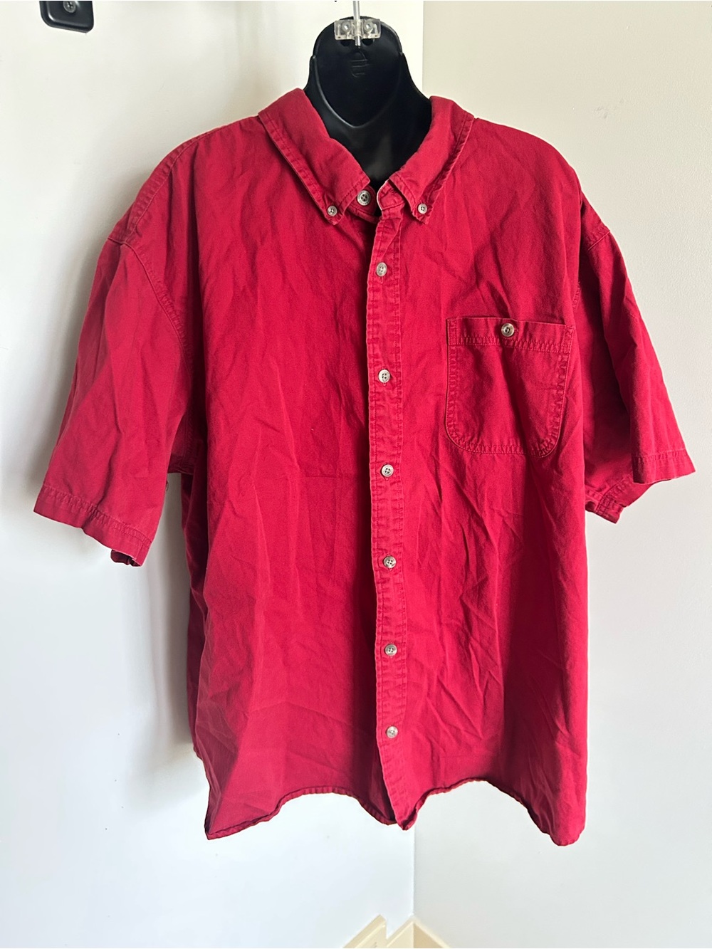 Men's RedHead Brand 100% Cotton Red Short-Sleeve Button-Up Shirt